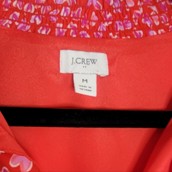 J.Crew Heart Print Blouse Women’s M Red Pink Long Sleeve Romantic Top - Picture 5 of 9